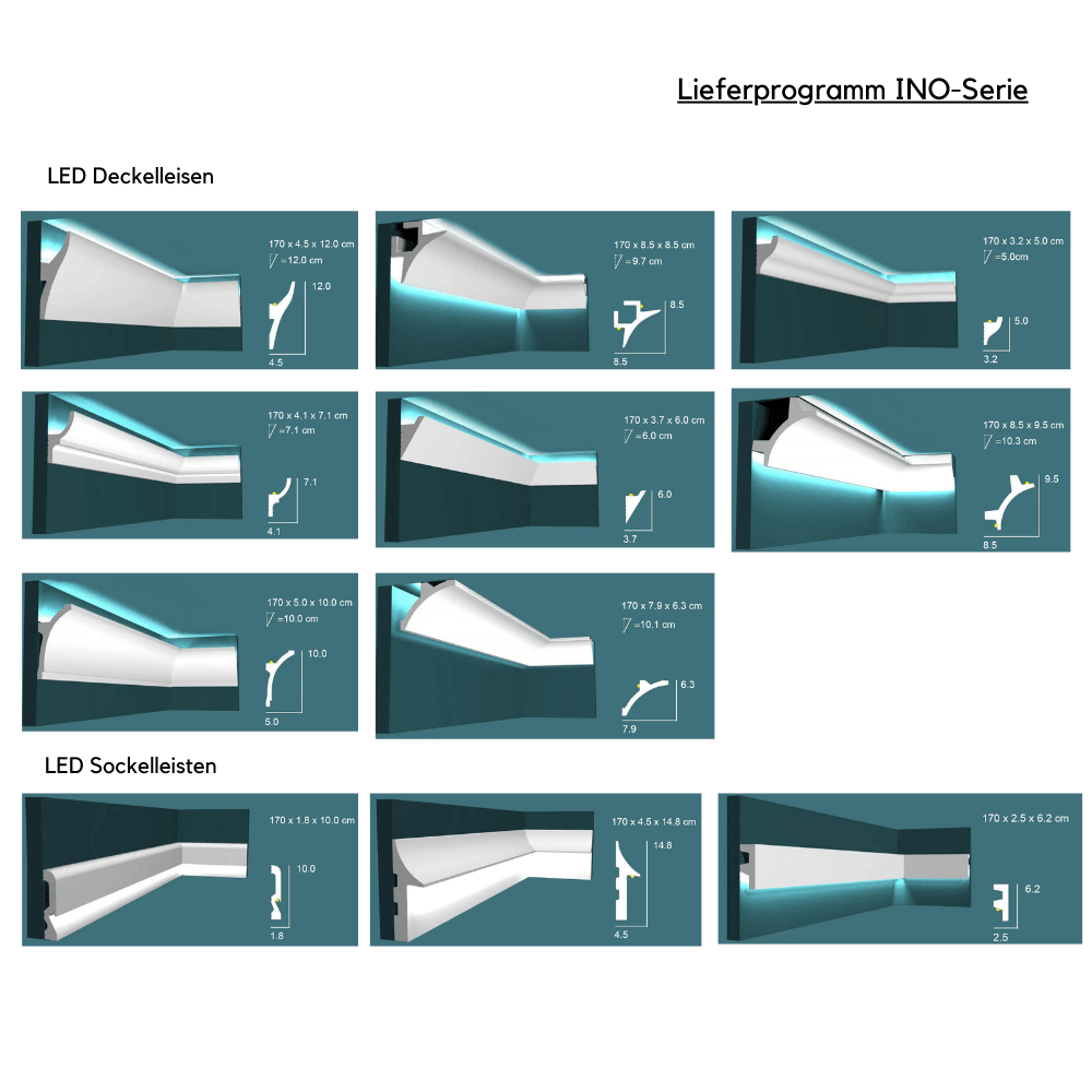 LED Deckenleiste - INO-11 - 170 x 4,1 x 7,1 cm - BaukastenStore